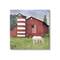 Stupell Industries Grazing White Horse Red Americana Barn Flag Canvas Wall Art